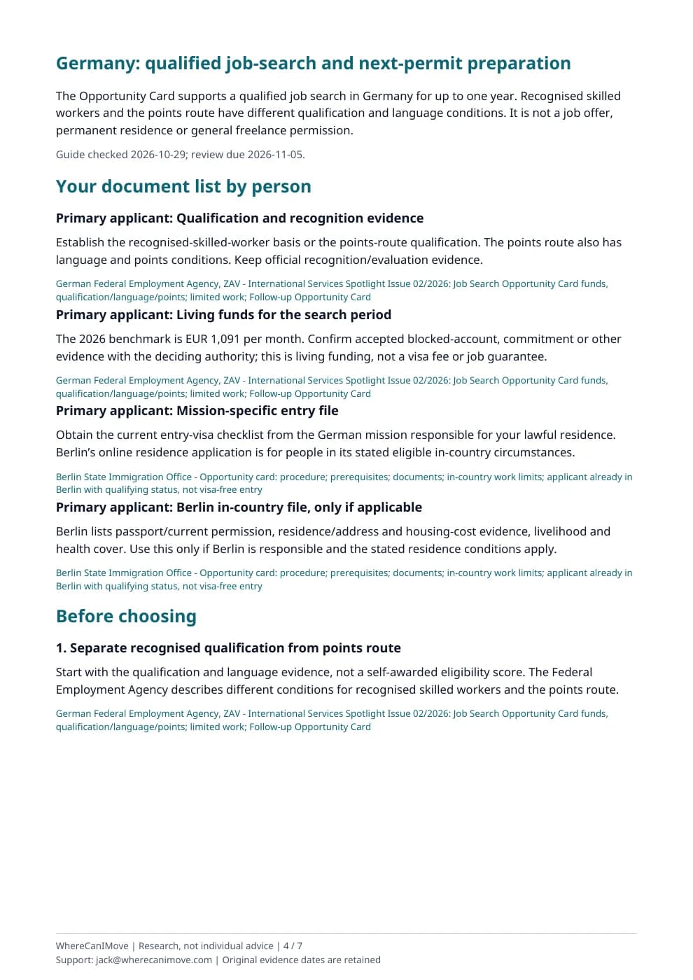 Illustrative Germany: qualified job-search and next-permit preparation PDF, page 4