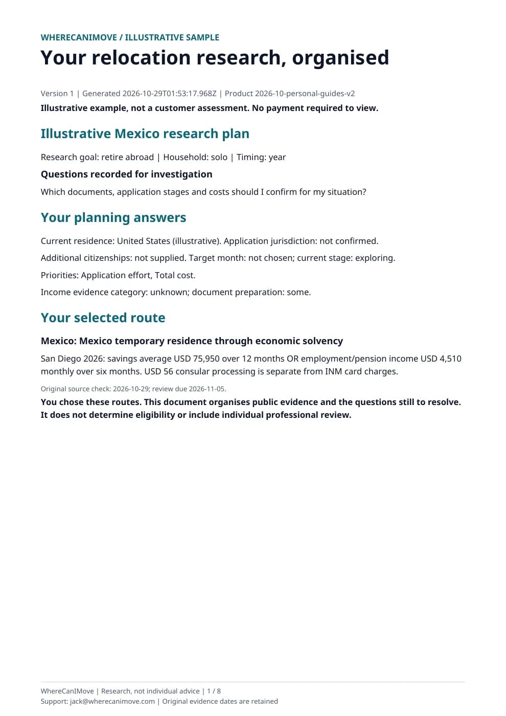 Illustrative Mexico: consular visa to residence-card preparation PDF, page 1