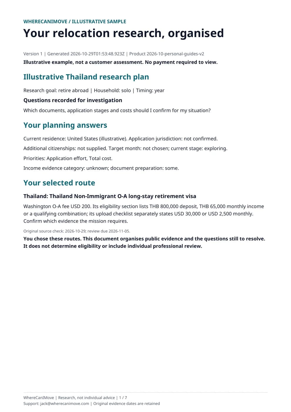Illustrative Thailand: O-A retirement application preparation PDF, page 1